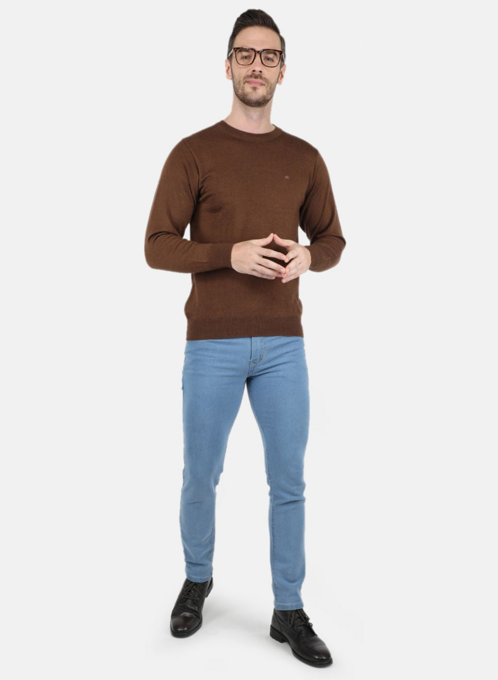 Men Brown Solid Pullover