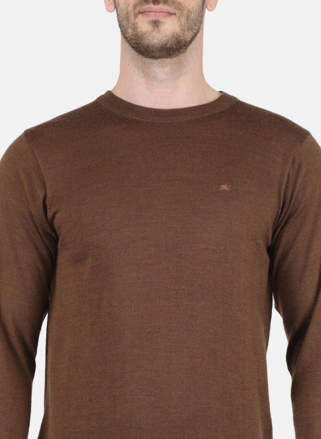 Men Brown Solid Pullover