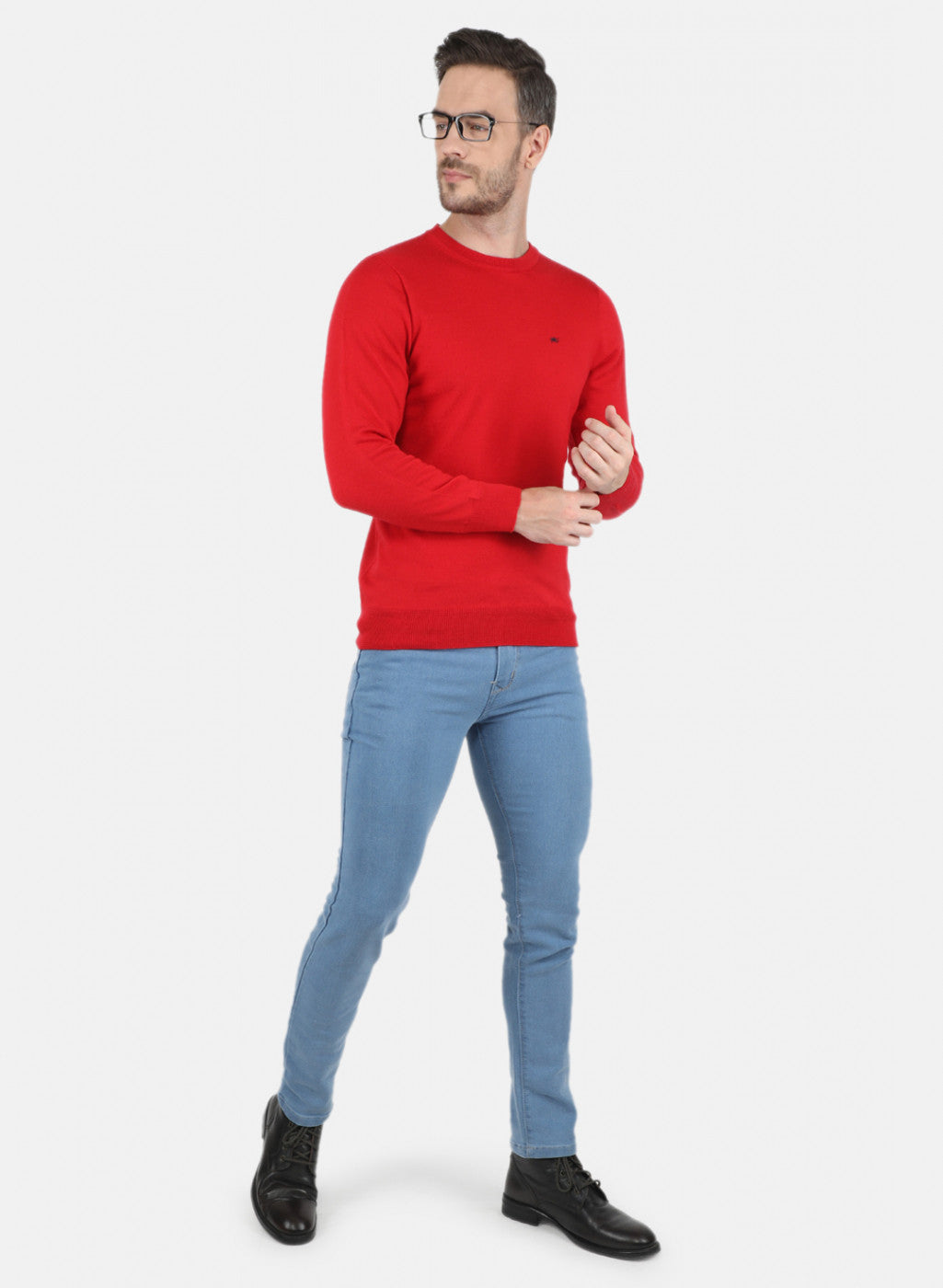 Men Red Solid Pullover