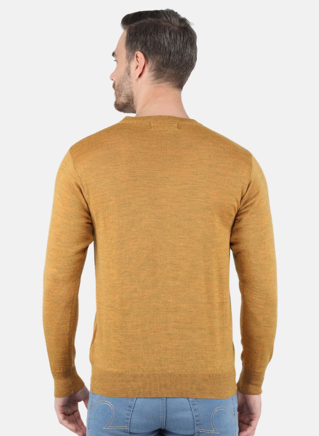 Men Gold Solid Pullover