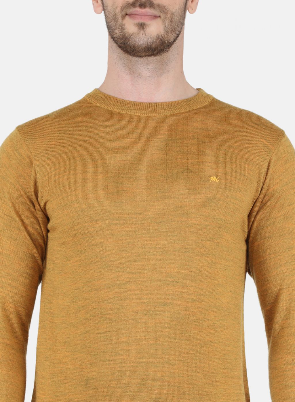 Men Gold Solid Pullover