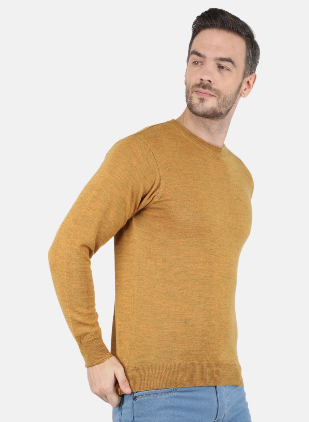 Men Gold Solid Pullover