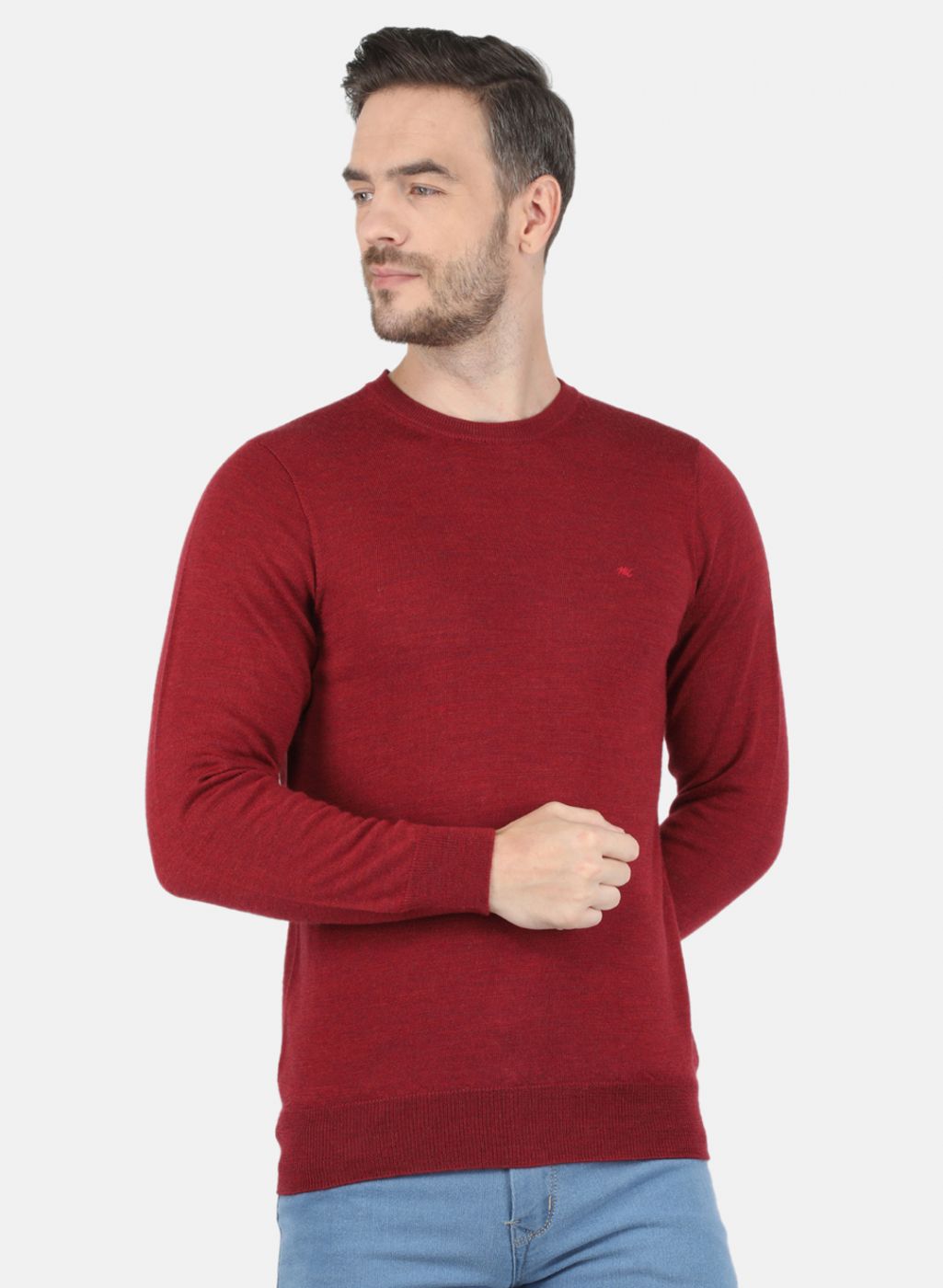 Men Maroon Solid Pullover