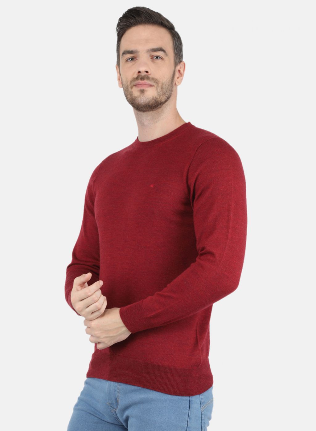 Men Maroon Solid Pullover