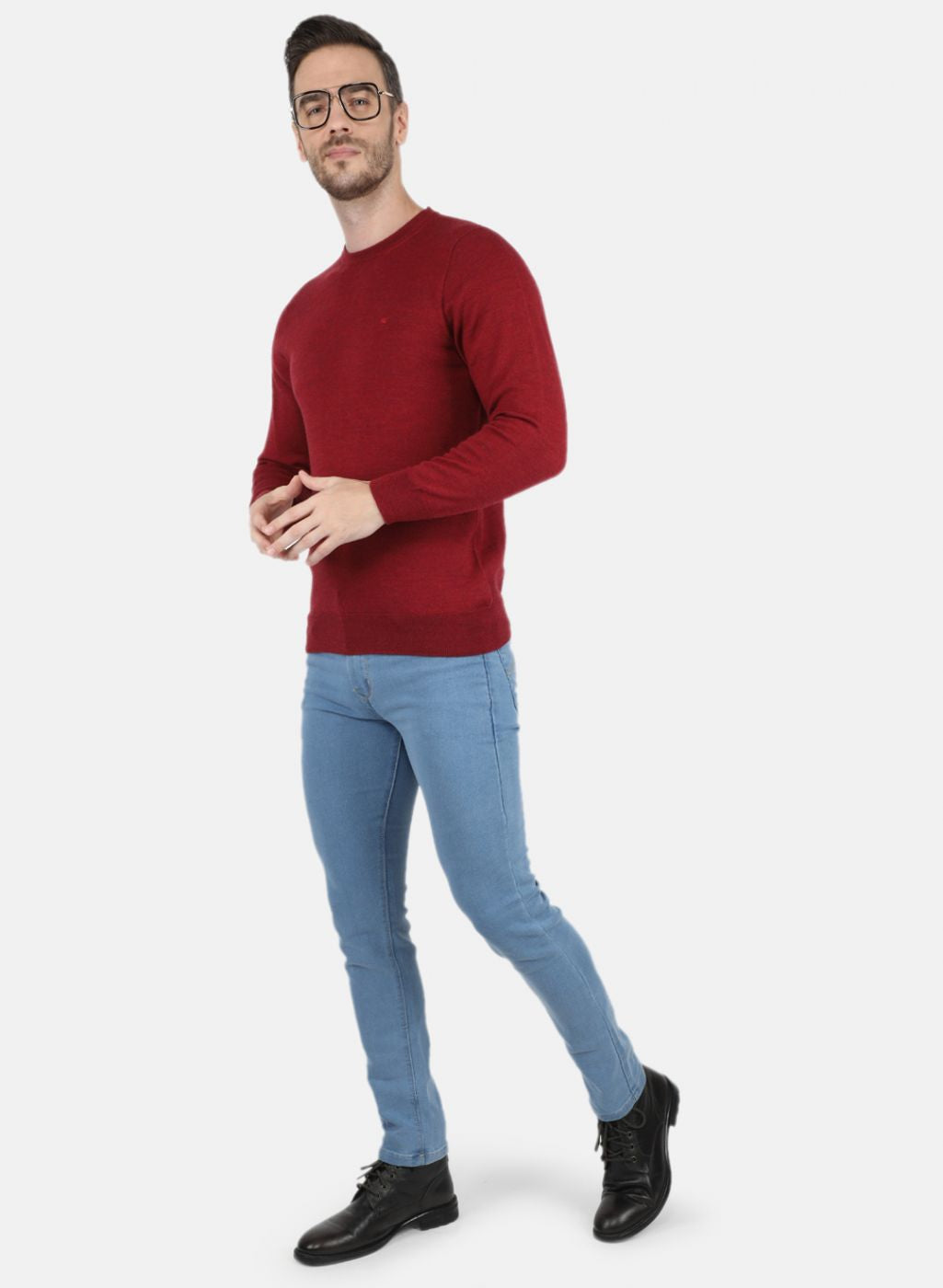 Men Maroon Solid Pullover