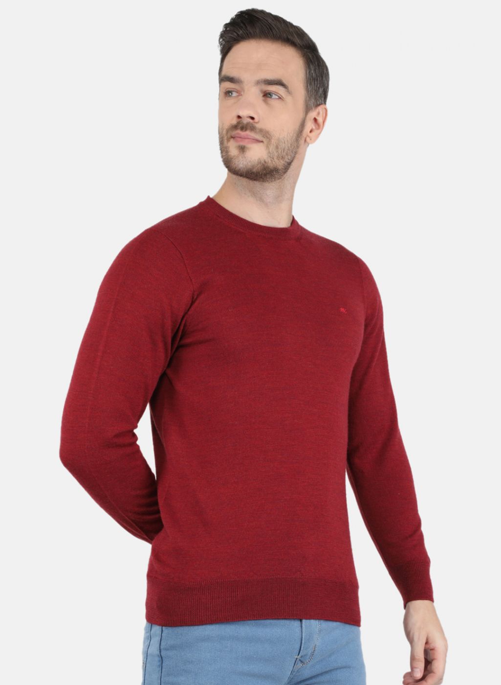 Men Maroon Solid Pullover