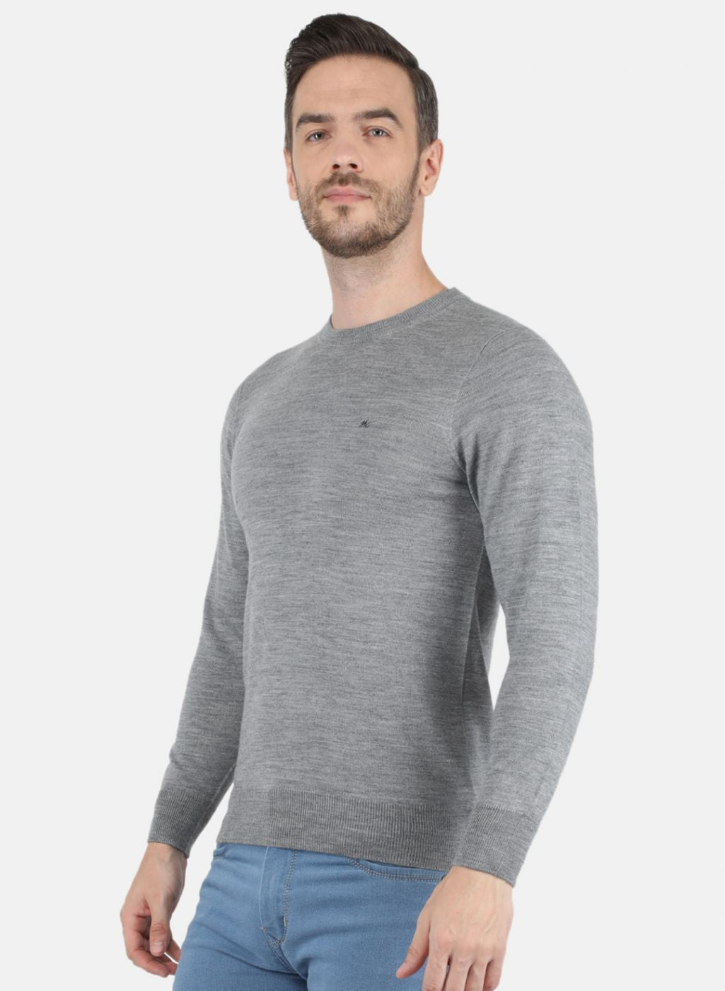 Men Grey Solid Pullover