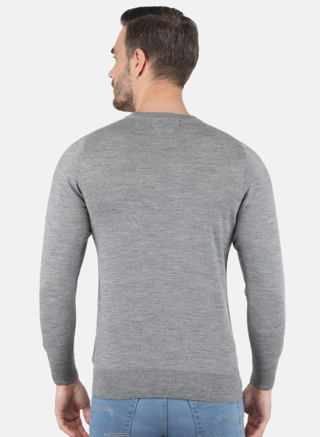 Men Grey Solid Pullover