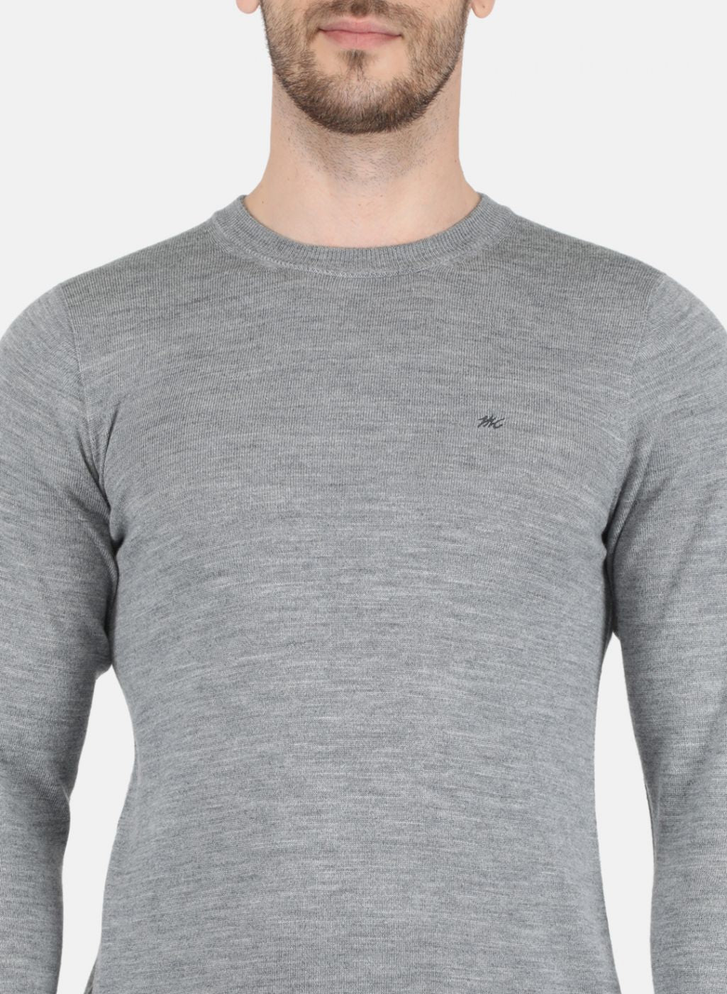 Men Grey Solid Pullover