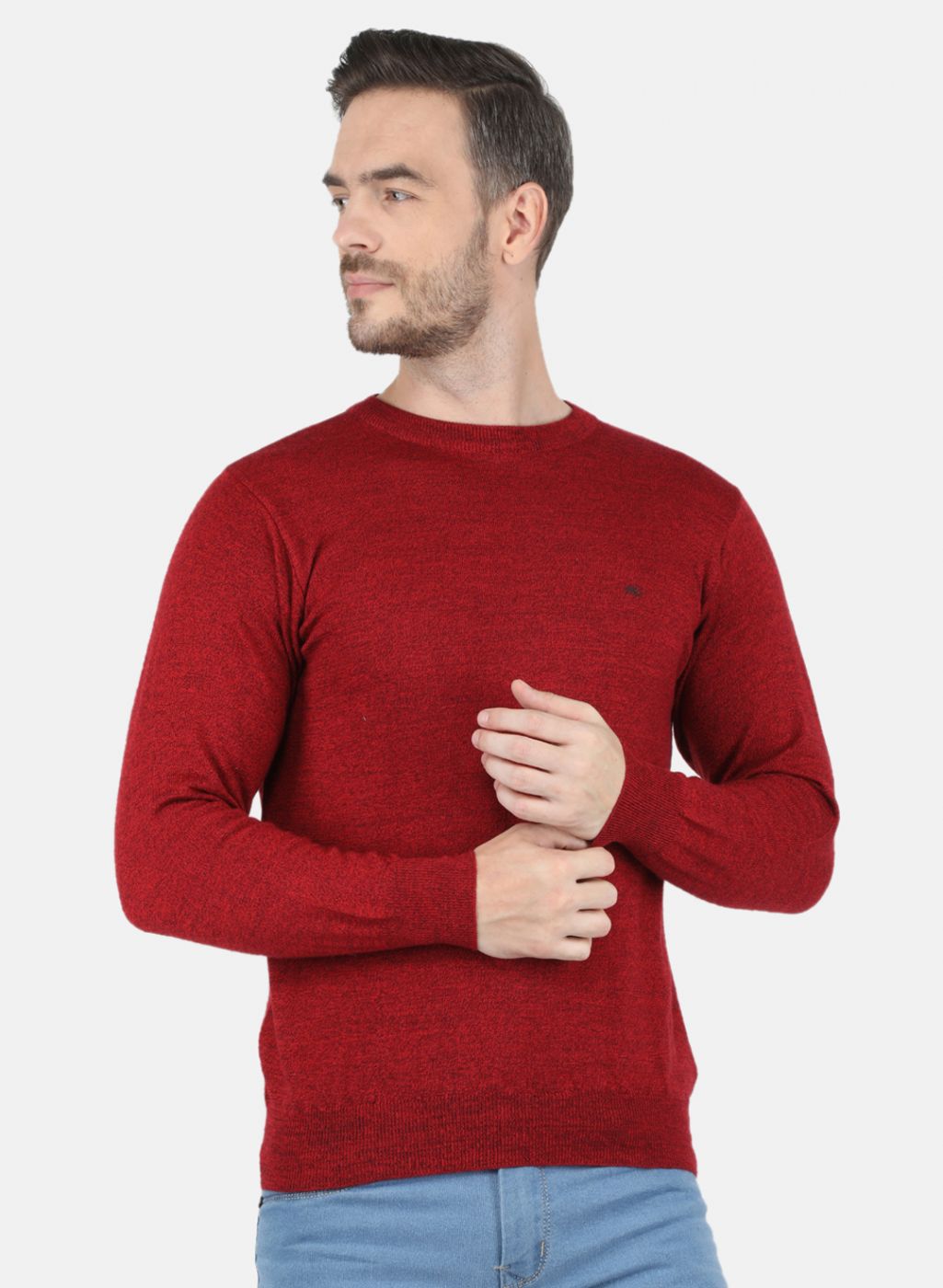 Men Red Solid Pullover