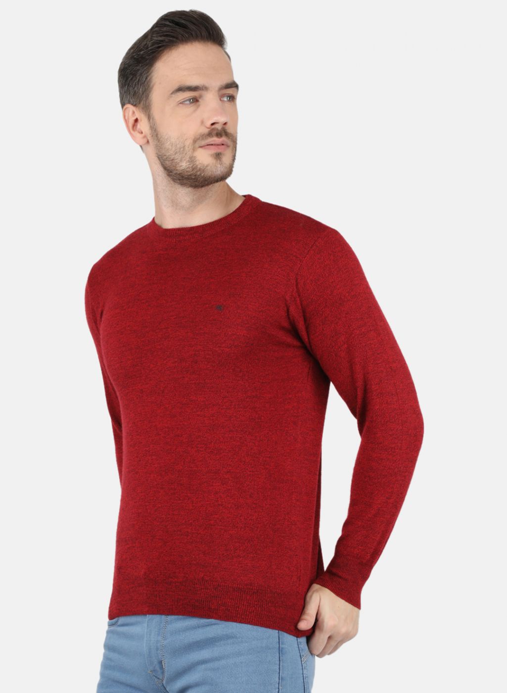 Men Red Solid Pullover