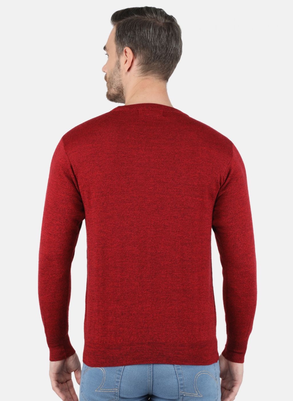 Men Red Solid Pullover