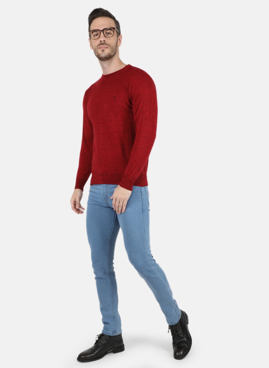 Men Red Solid Pullover