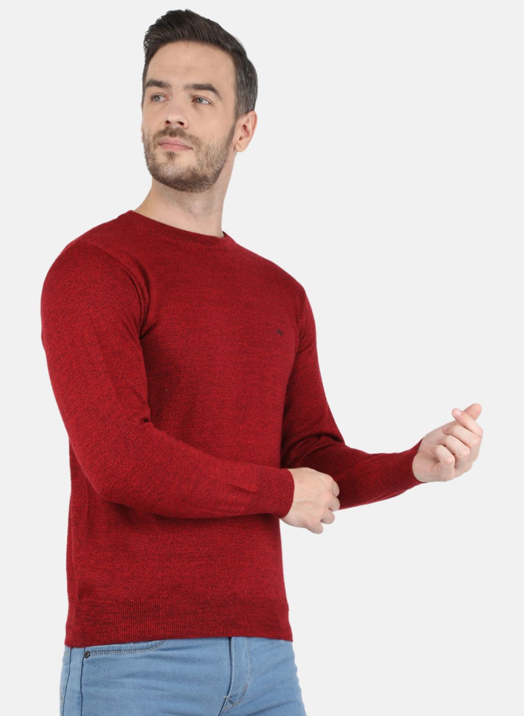 Men Red Solid Pullover