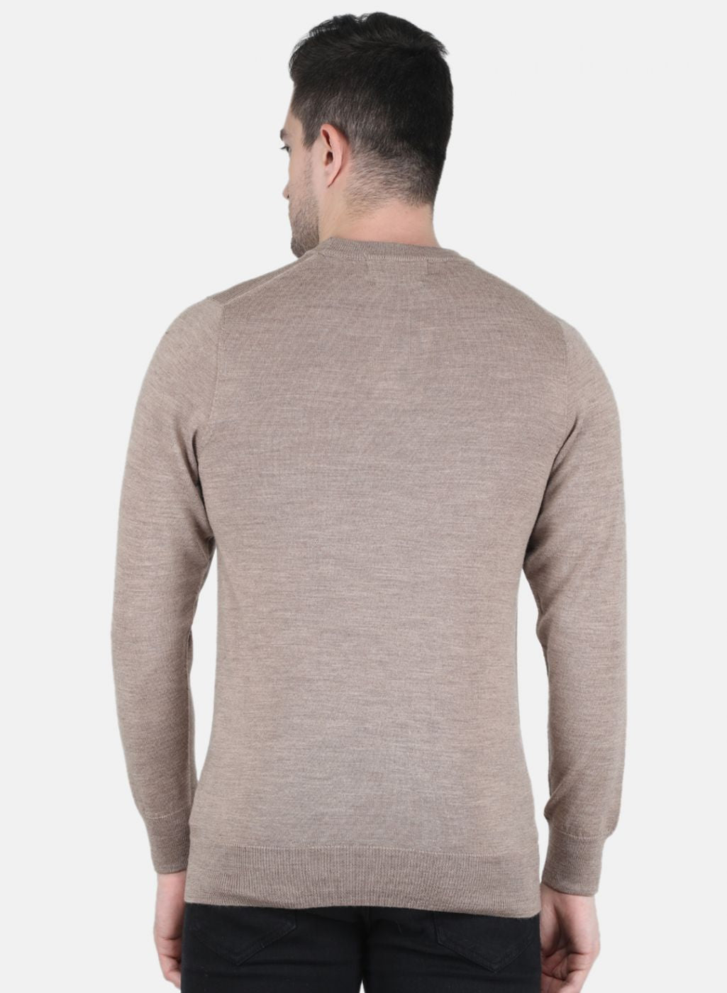 Men Beige Solid Pullover