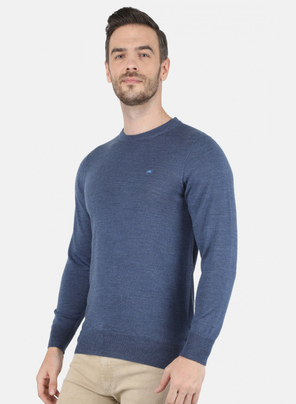 Men Blue Solid Pullover