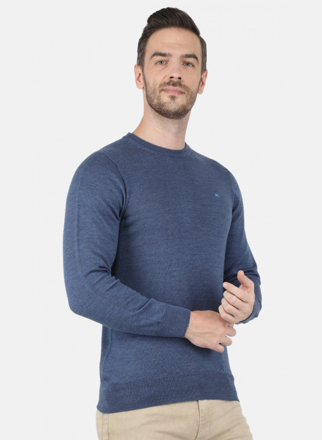 Men Blue Solid Pullover