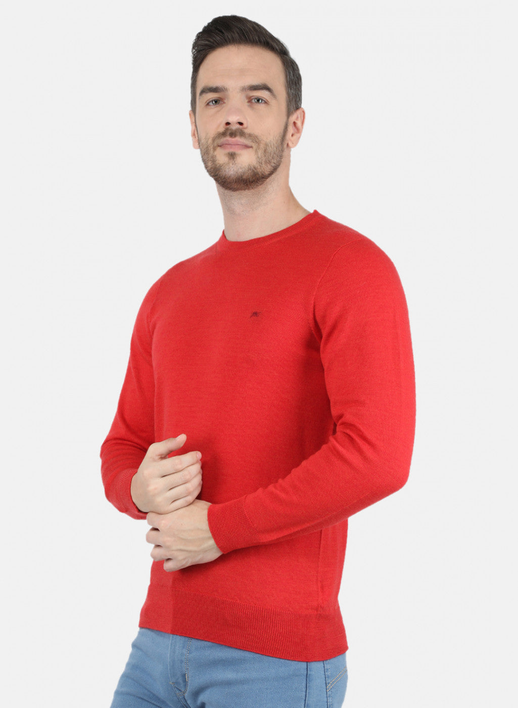 Men Red Solid Pullover