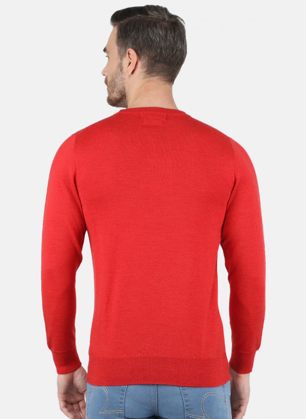 Men Red Solid Pullover