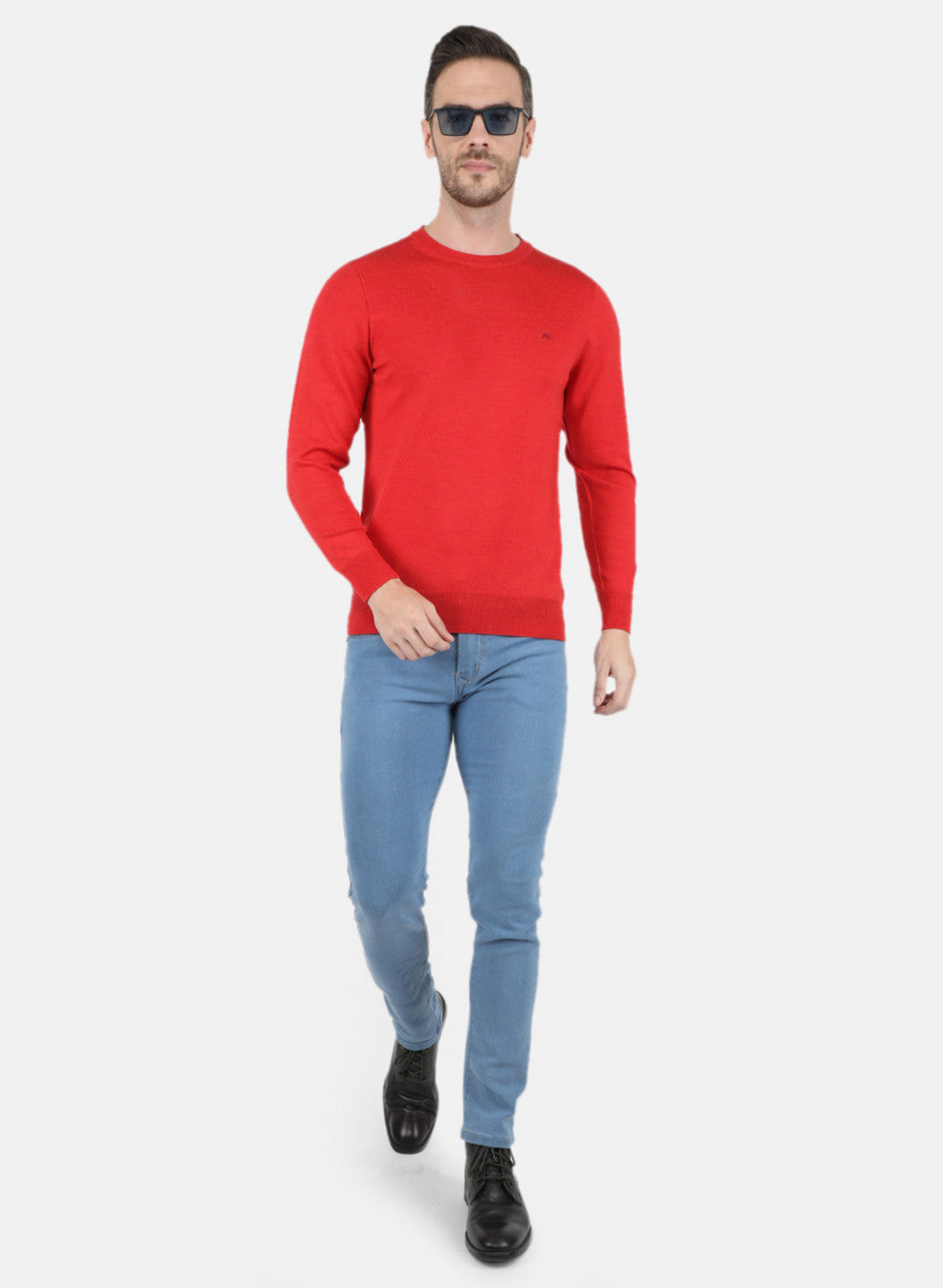 Men Red Solid Pullover