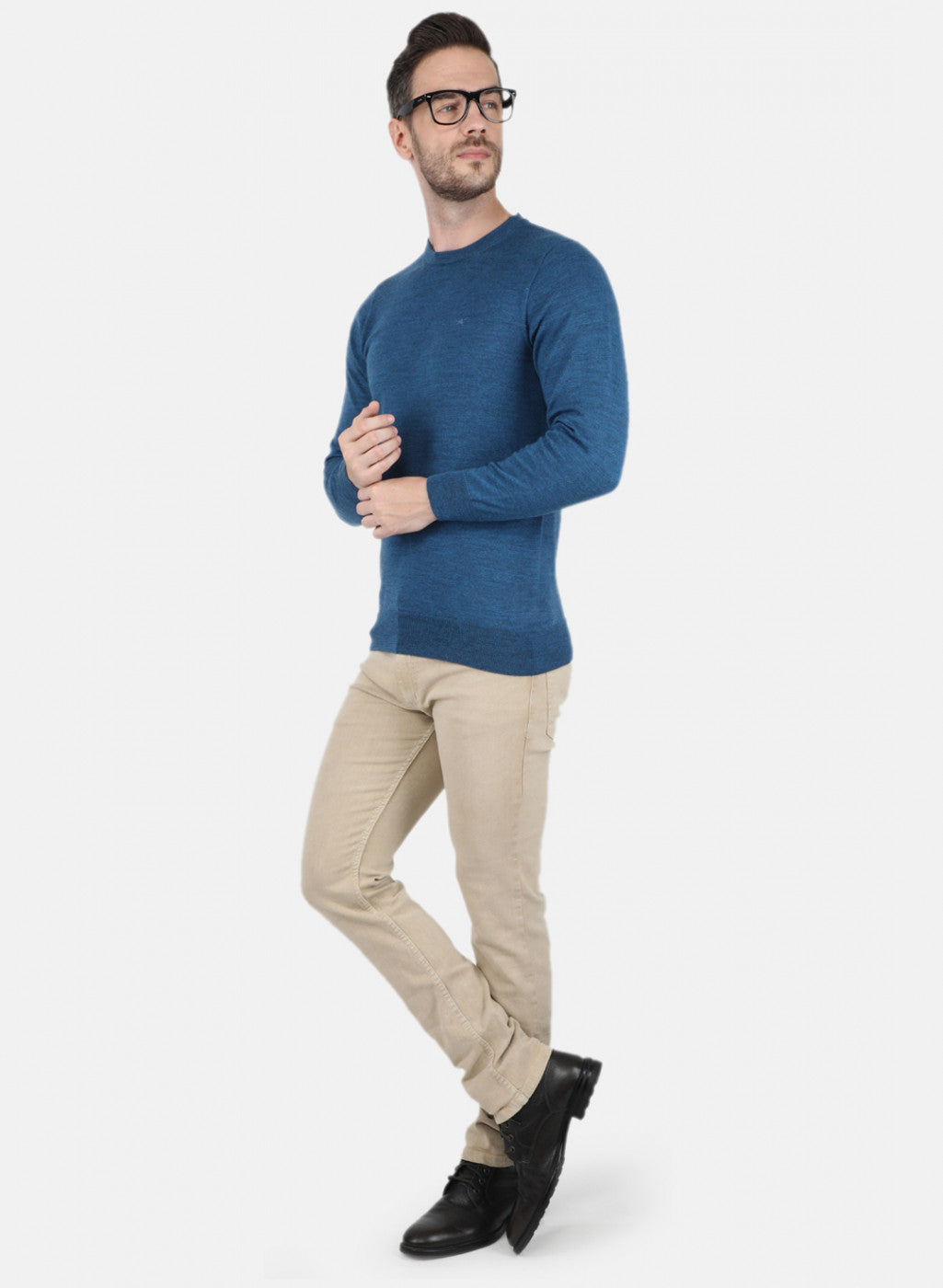 Men Blue Solid Pullover