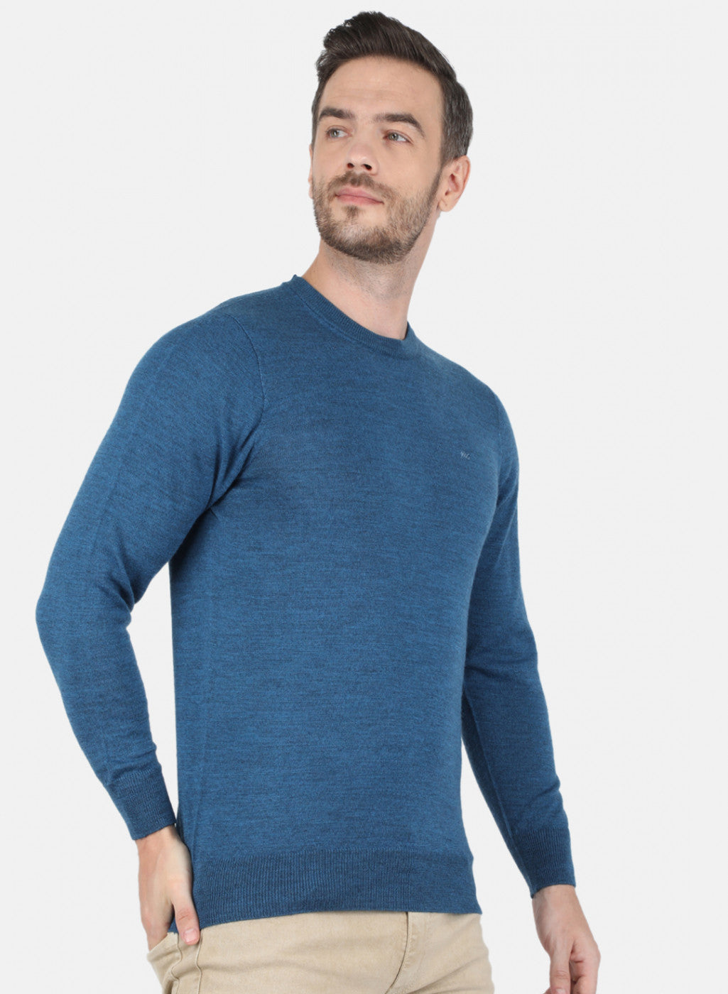 Men Blue Solid Pullover