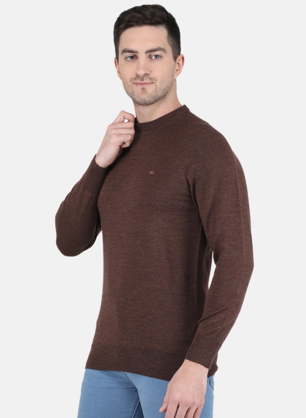 Men Brown Solid Pullover