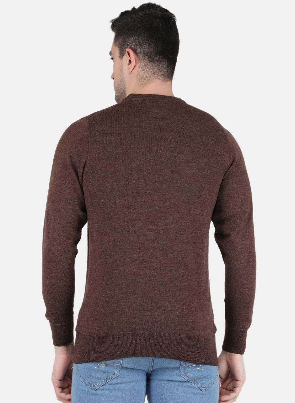 Men Brown Solid Pullover