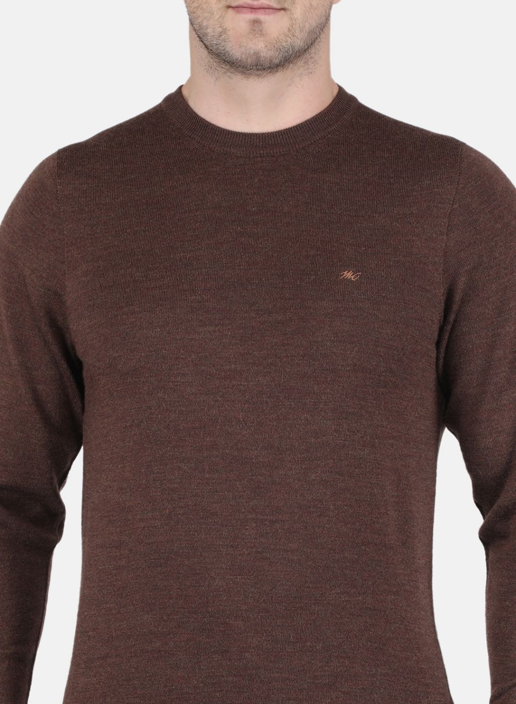 Men Brown Solid Pullover