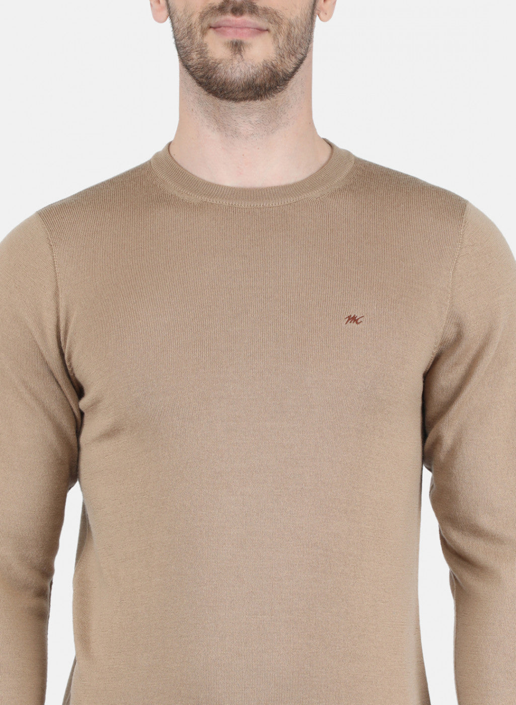 Men Beige Solid Pullover