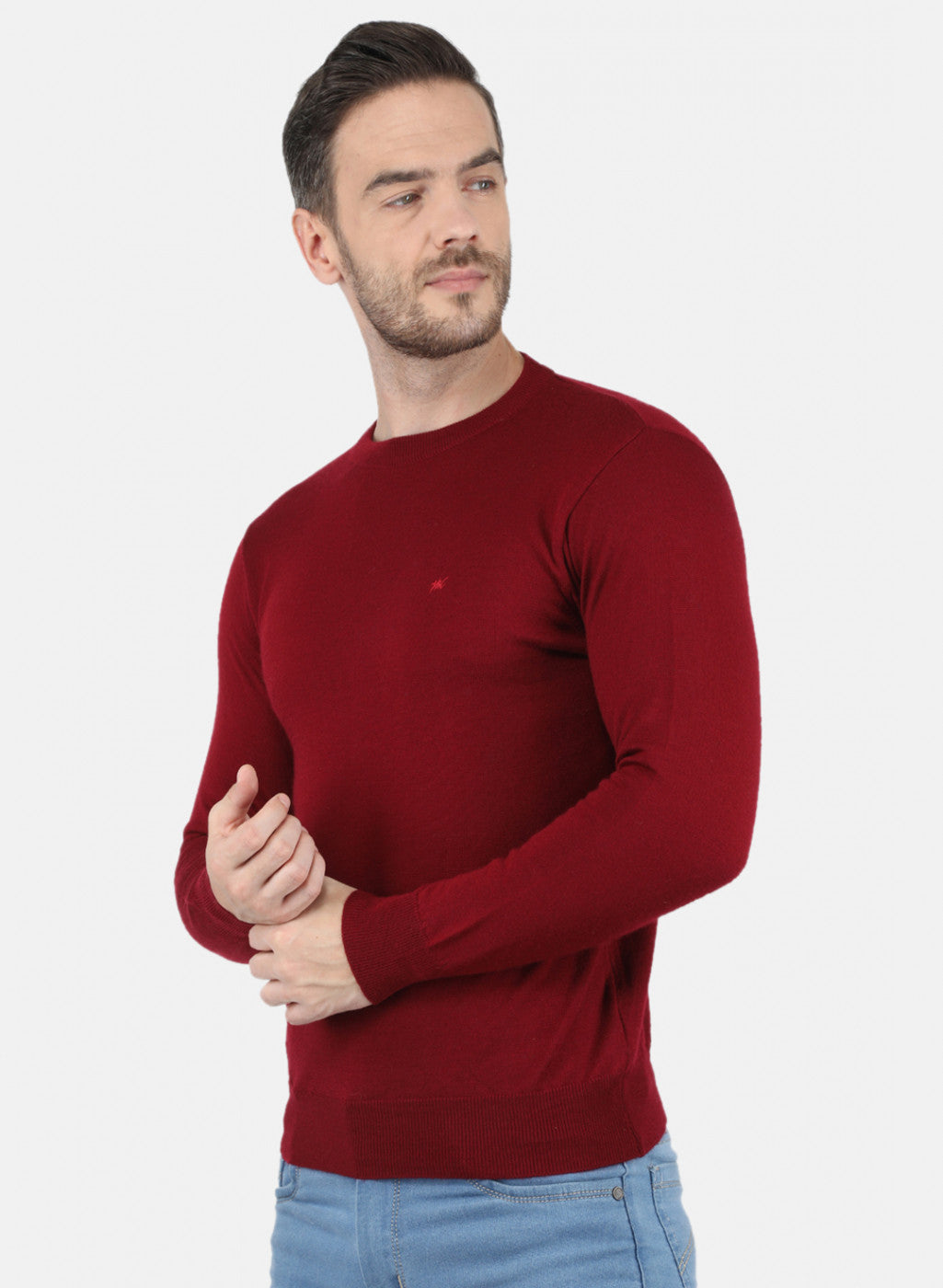 Men Maroon Solid Pullover