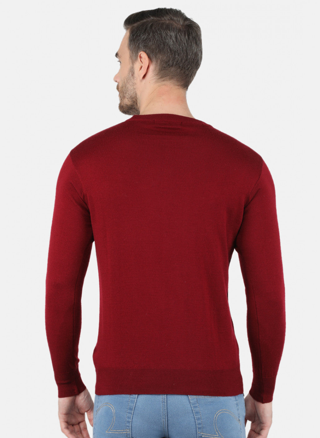 Men Maroon Solid Pullover