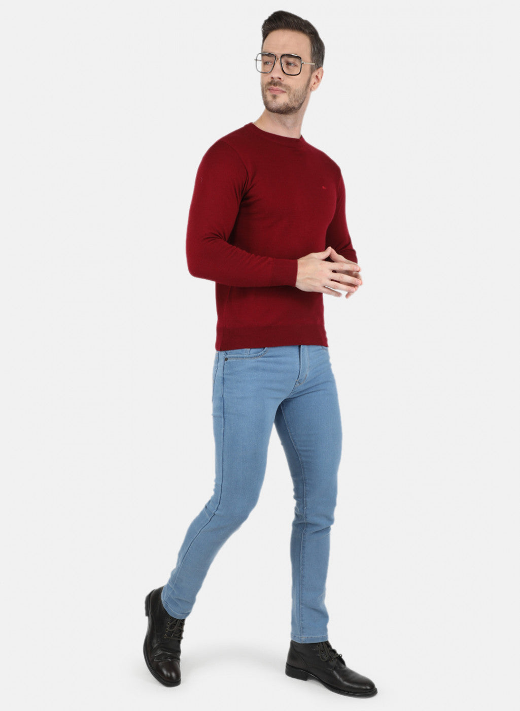 Men Maroon Solid Pullover