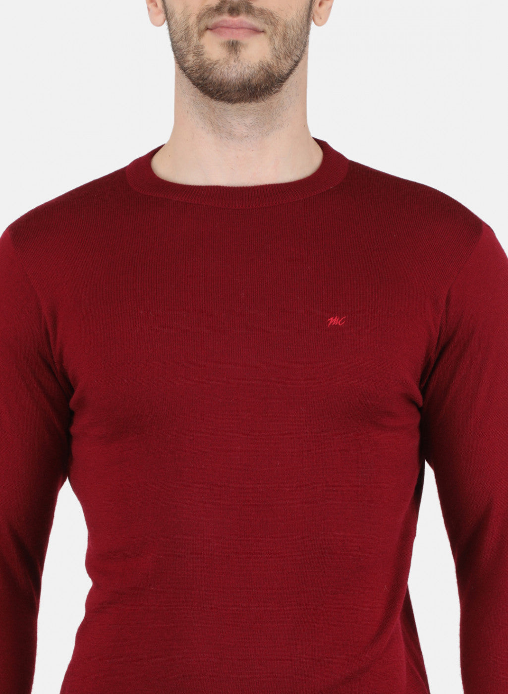 Men Maroon Solid Pullover