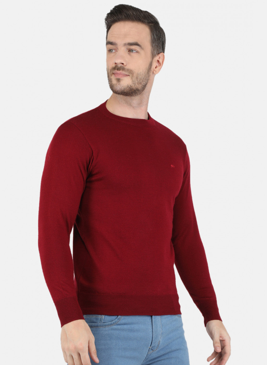 Men Maroon Solid Pullover