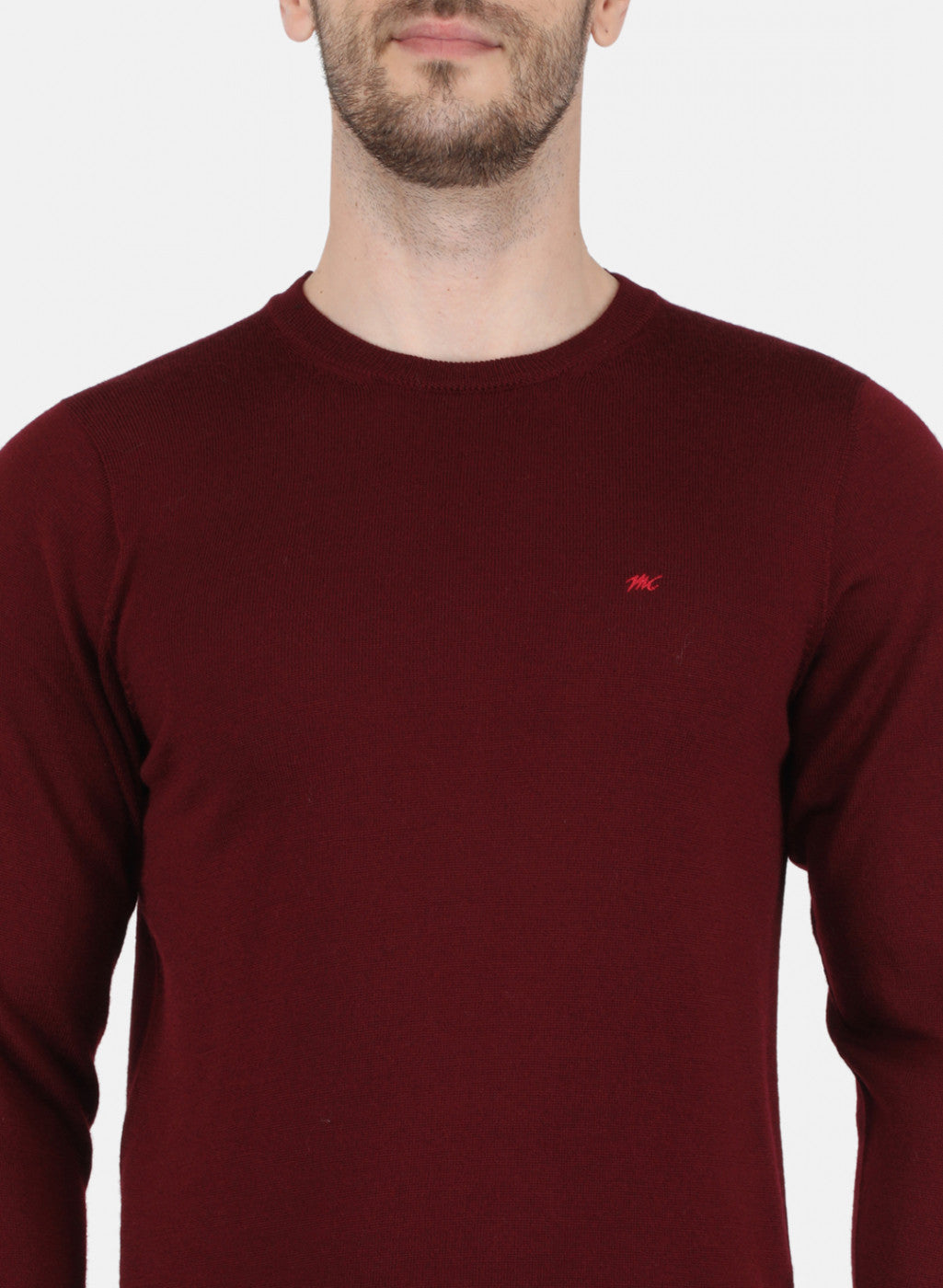 Men Dark Maroon Solid Pullover