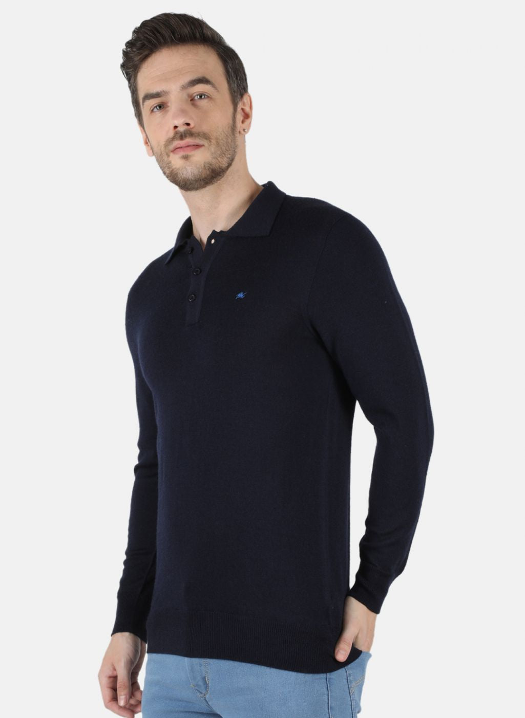 Men NAvy Blue Solid T-Shirt