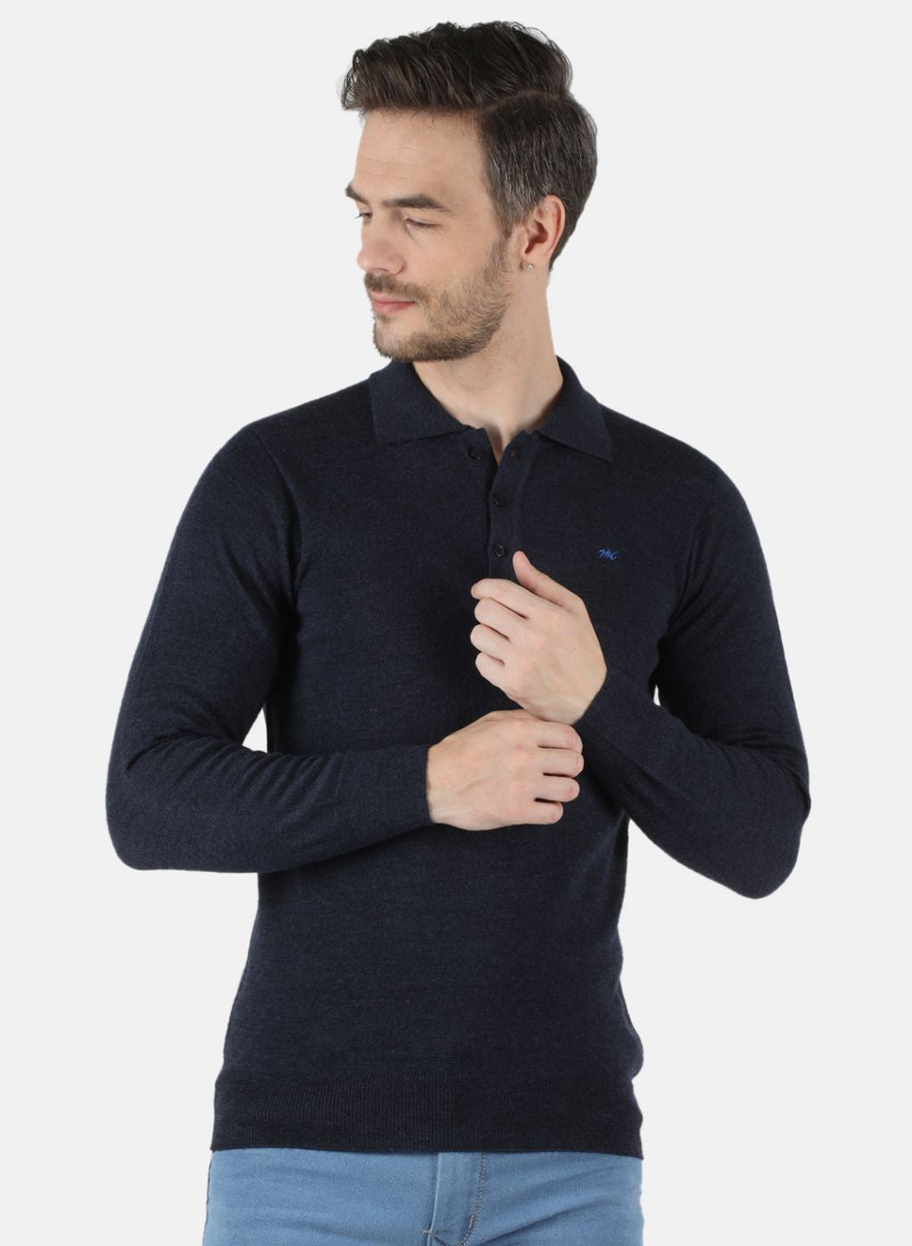 Men NAvy Blue Solid T-Shirt