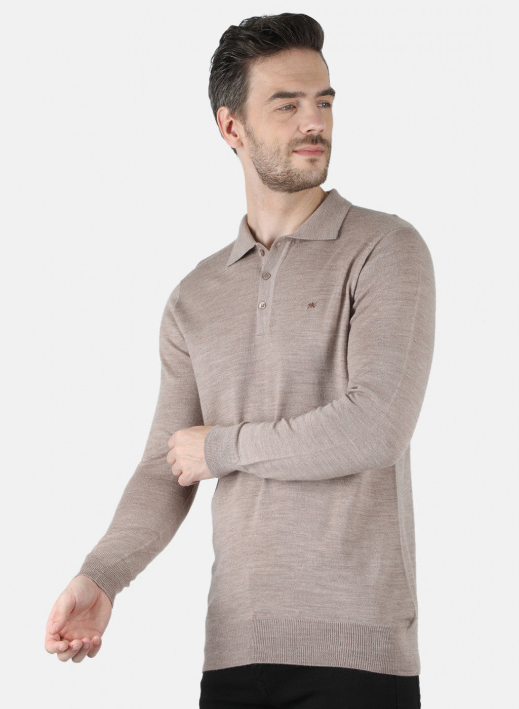 Men Beige Solid T-Shirt