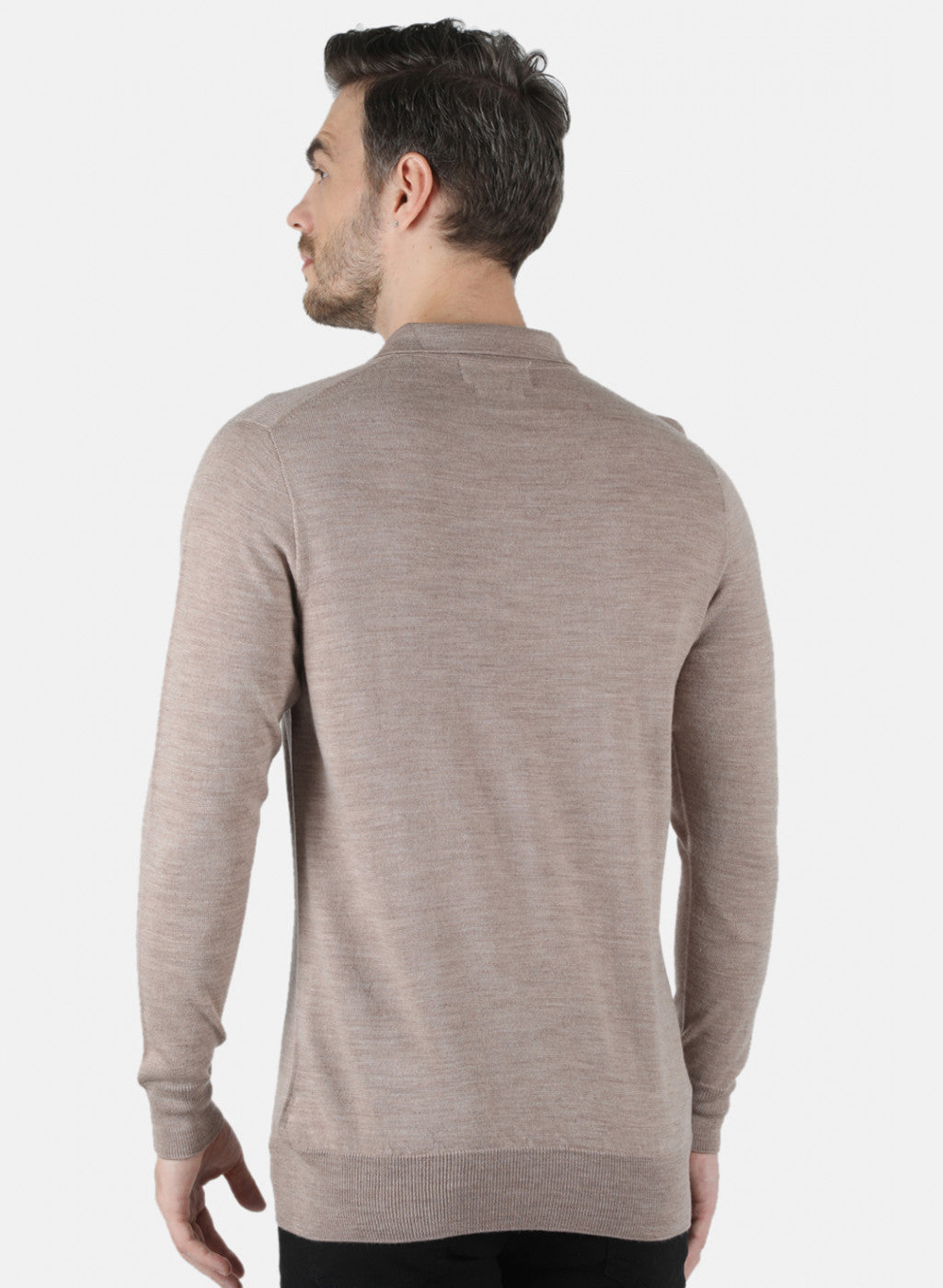 Men Beige Solid T-Shirt