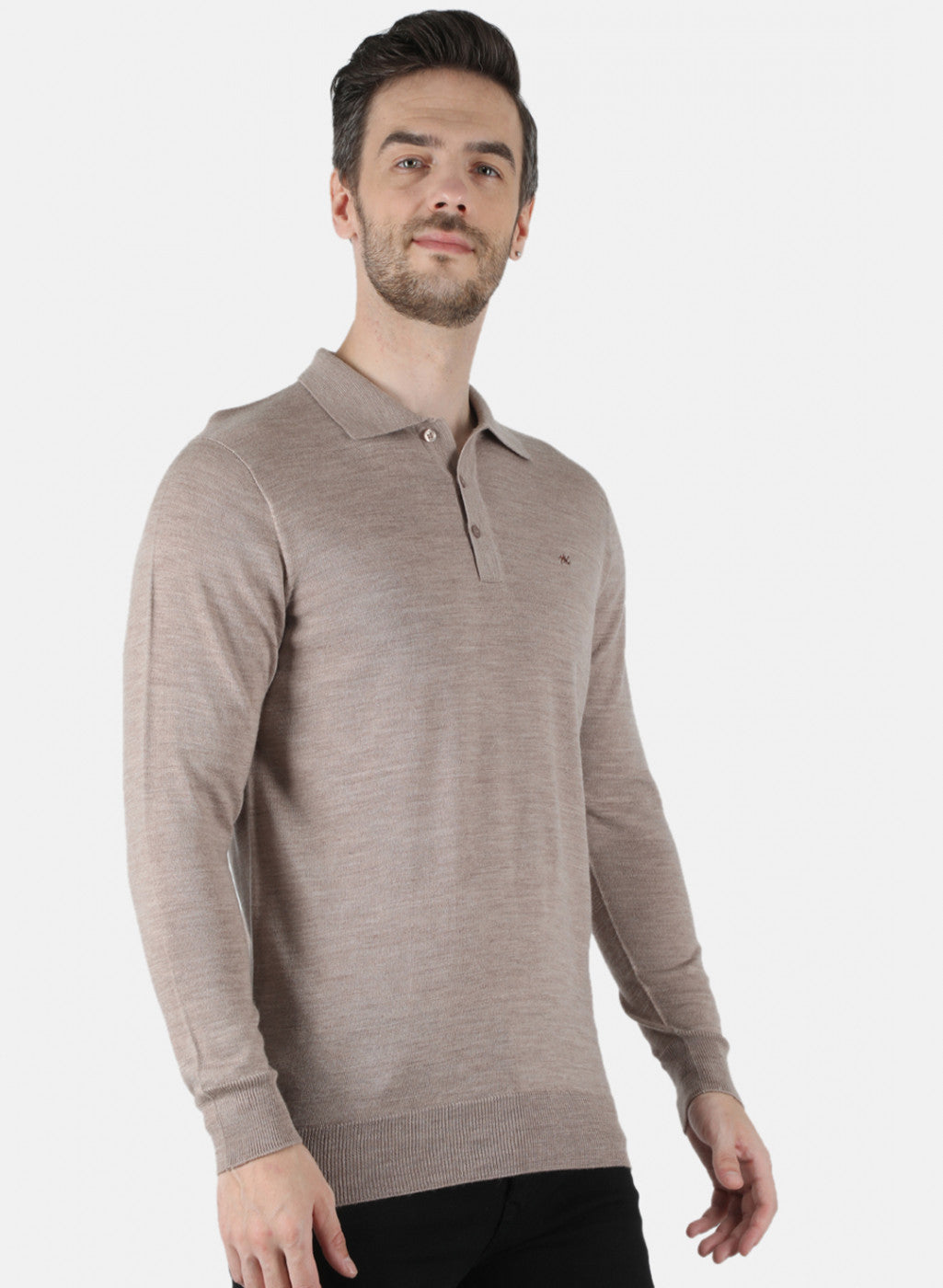 Men Beige Solid T-Shirt