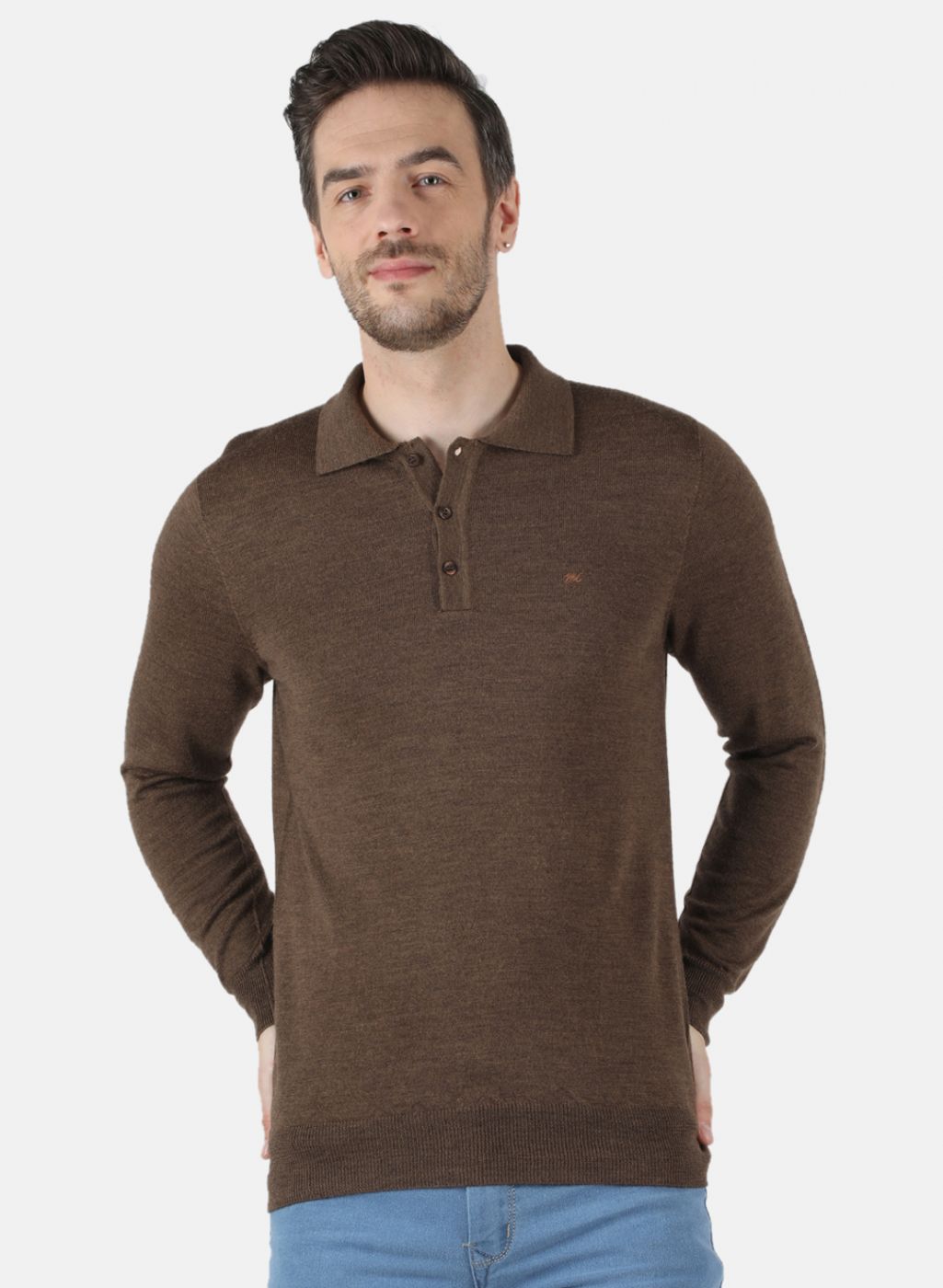 Men Brown Solid T-Shirt