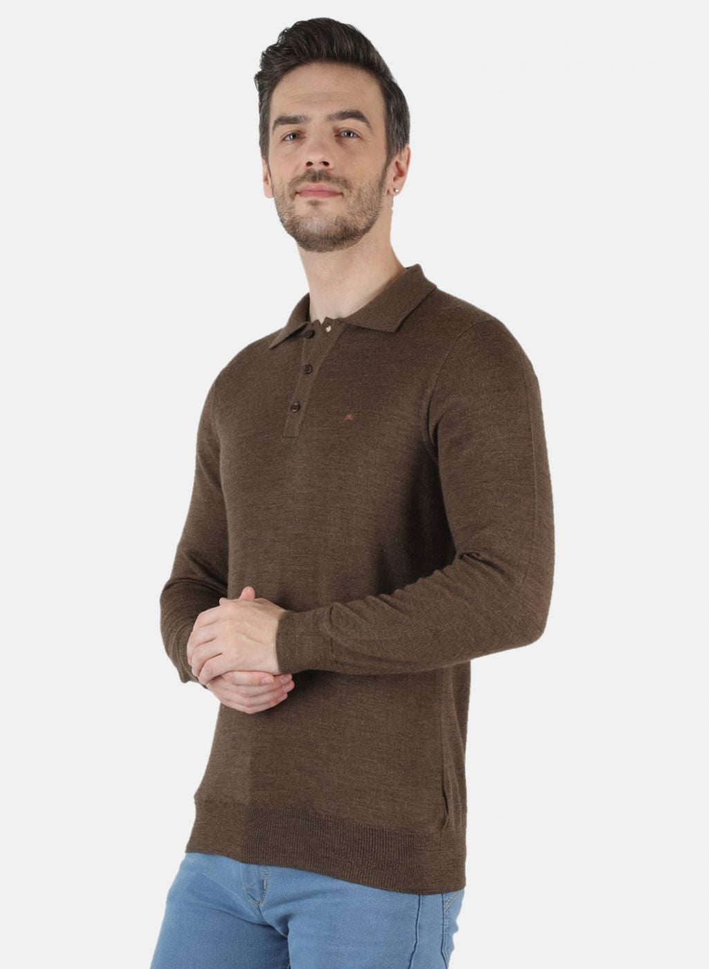 Men Brown Solid T-Shirt