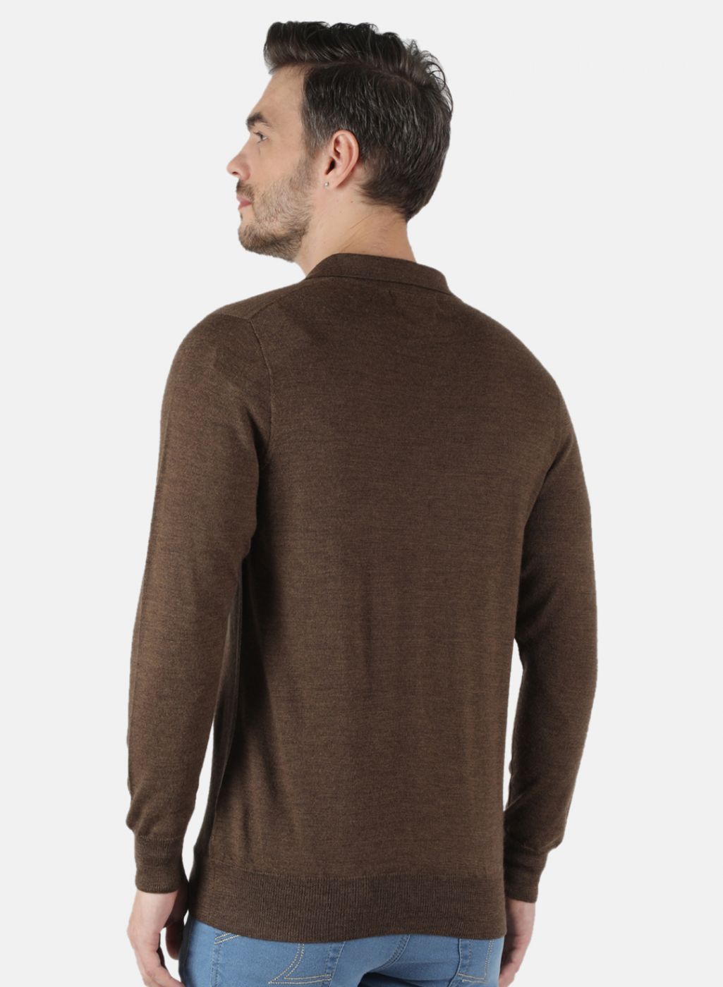 Men Brown Solid T-Shirt