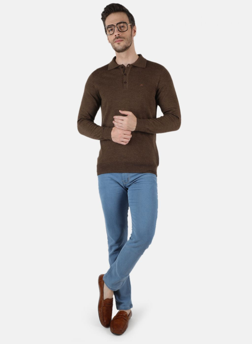 Men Brown Solid T-Shirt