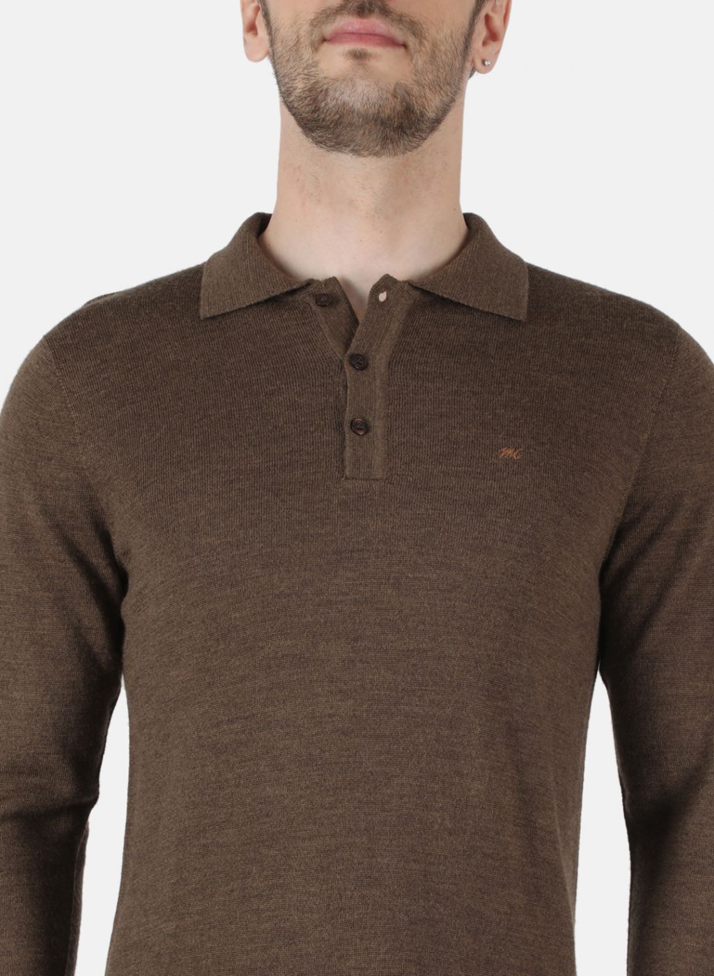 Men Brown Solid T-Shirt