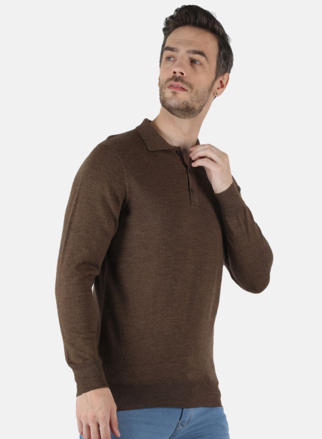 Men Brown Solid T-Shirt