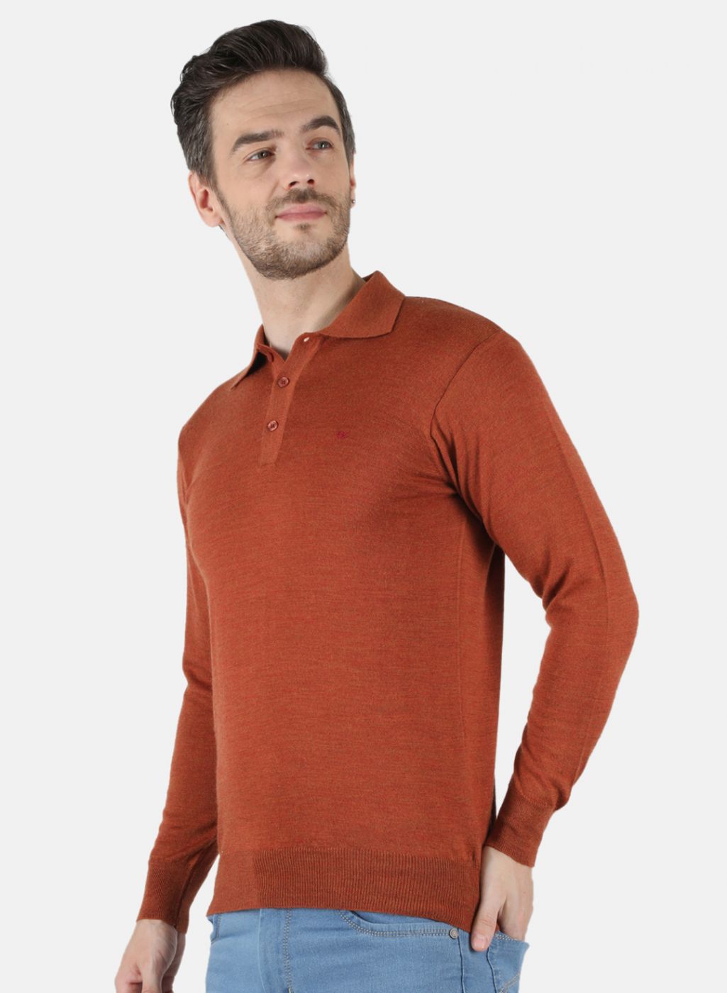 Men Orange Solid T-Shirt