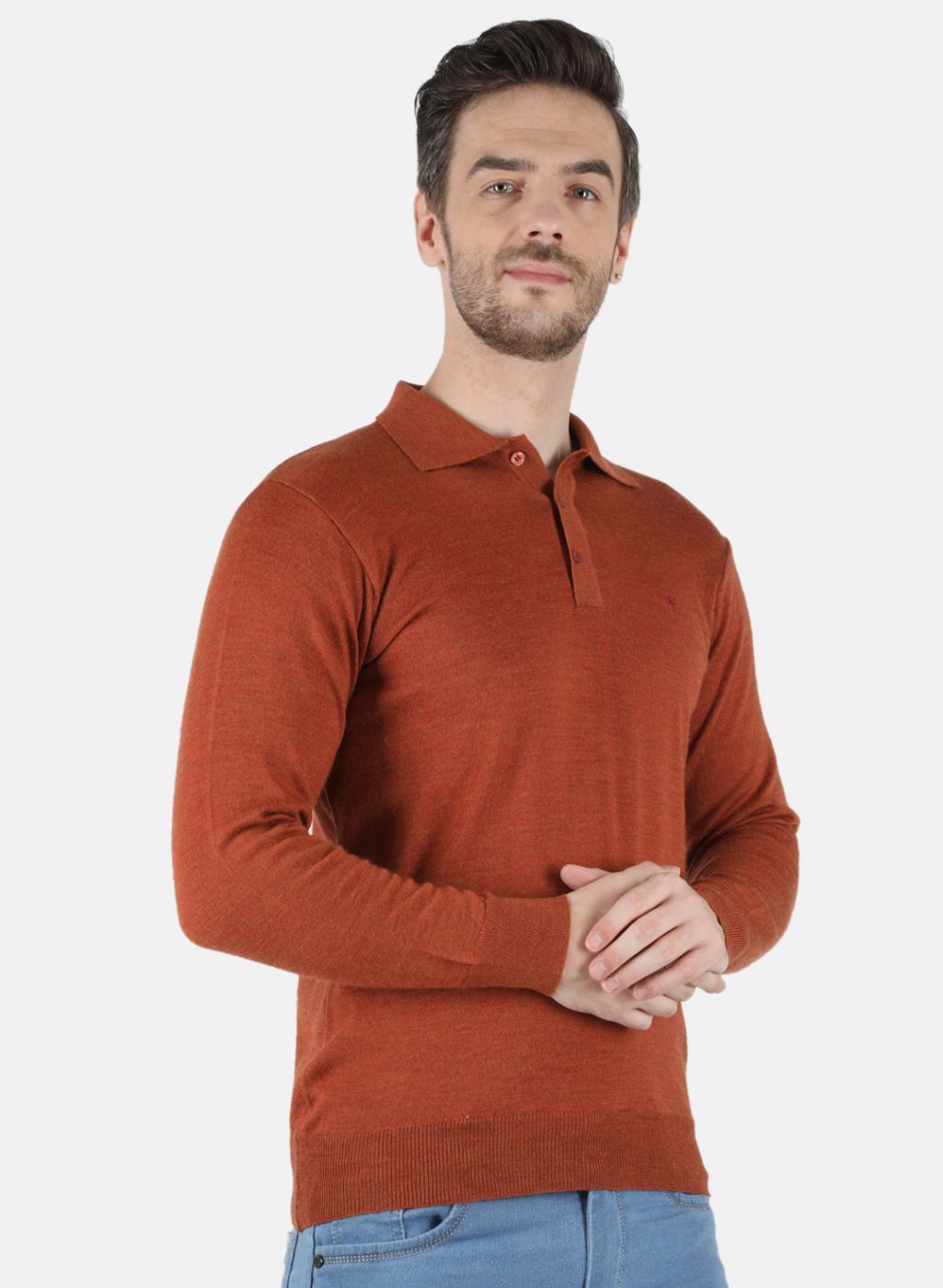 Men Orange Solid T-Shirt