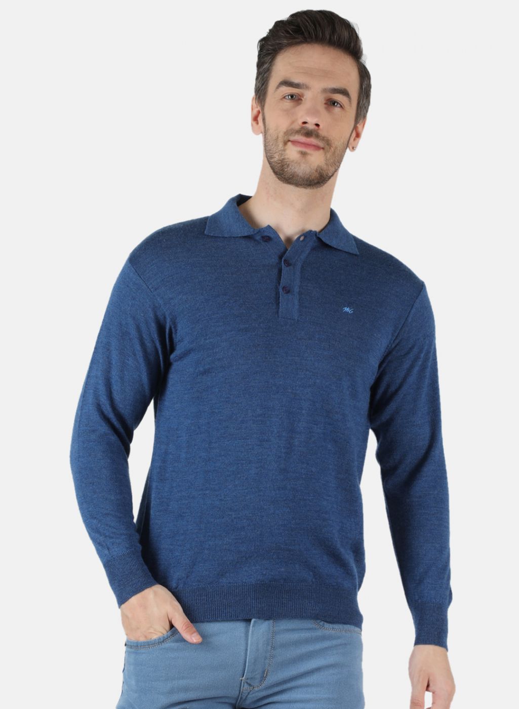 Men Blue Solid T-Shirt